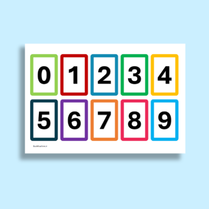 فایل پی دی اف فلش کارت اعداد انگلیسی  طرح ۱ - مناسب چاپ و لمینت