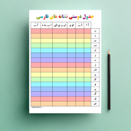 فایل پی دی اف جدول دوستی نشانه‌های فارسی اول ابتدایی طرح رنگین کمان