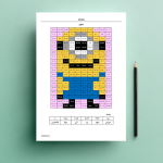 کاربرگ رنگ آمیزی مربعی: تفریق اعداد یک و دو رقمی ریاضی دوم ابتدایی