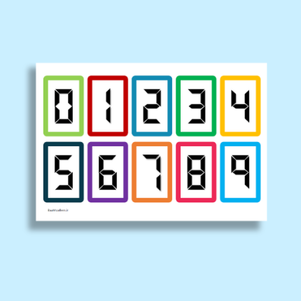 فایل پی دی اف فلش کارت اعداد دیجیتال طرح ۱ - مناسب چاپ و لمینت