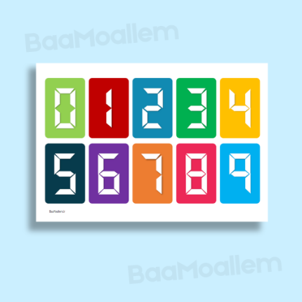 فایل پی دی اف فلش کارت اعداد دیجیتال طرح ۳ - مناسب چاپ و لمینت